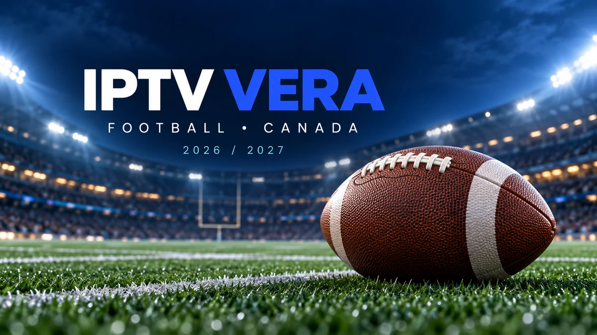 Football and illuminated stadium for IPTV Vera's guide on how to watch NFL in Canada